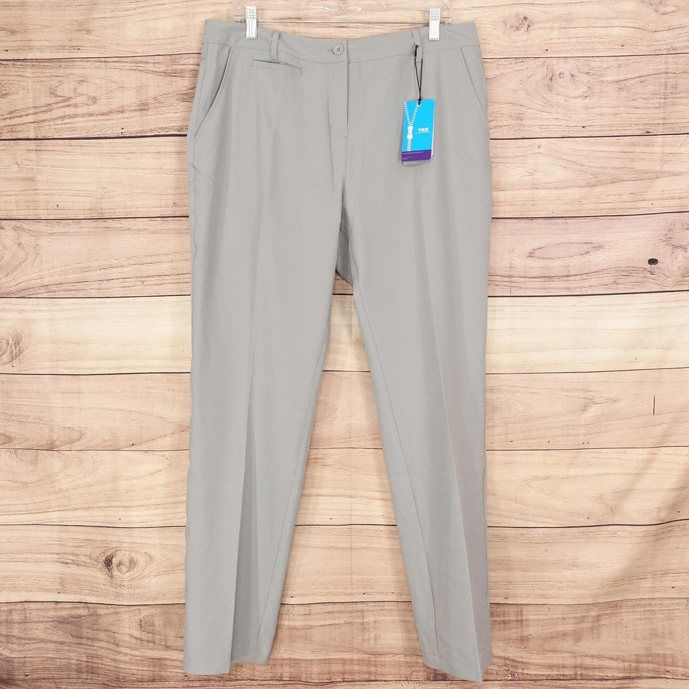 New! Lesmart Pants Womens 12 Gray Golf Dress Pants Straight Stretch 36x30.5